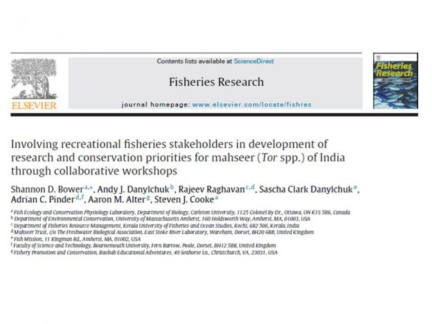 Publication in ‘Fisheries Research’ on involving stakeholders for developing research and conservation priorities for mahseer fishes of India