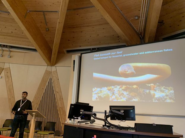 PI delivers a talk on subterranean fishes of India at the 2023 FSBI Annual Symposium