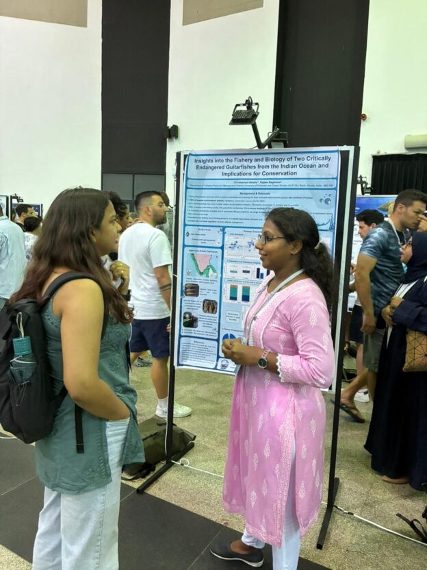 Abisha C, PhD student presents her work at Shark International, Sri Lanka